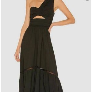 A.L.C. Black Piper One Shoulder Maxi Dress, Size 4